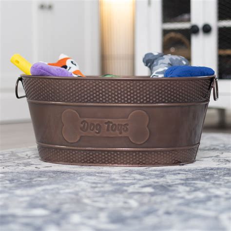 metal indestructible dog toy bin